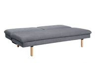 Wooden Frame Functional Sofa Bed Foam Dacron Imitated Linen Solid Wood Legs